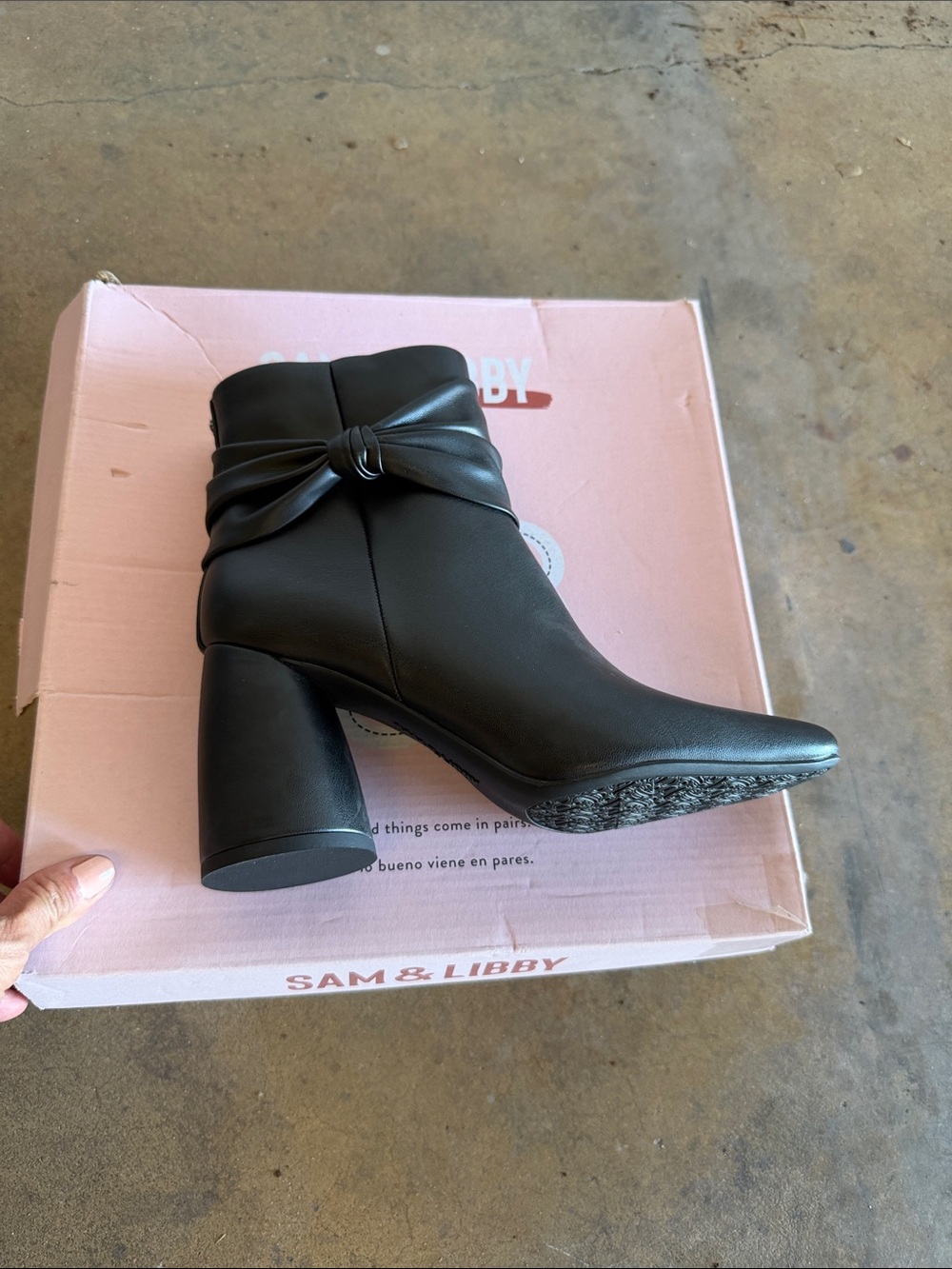Sam & Libby Carlotta  Black Knot-Detail Ankle Bootie. Size 7 NEW
